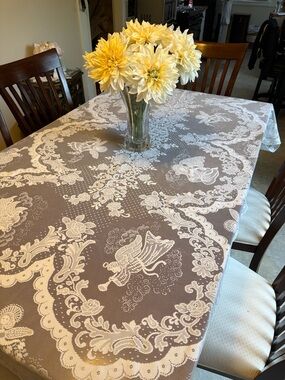 Beautiful White lace table cloth with Angels